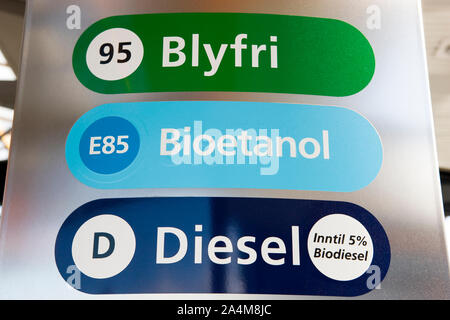 Bleifrei bleifreies Benzin - Diesel - Bioethanol Stockfoto