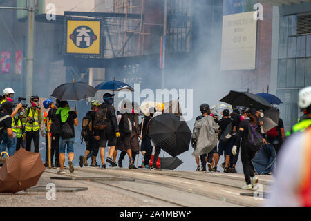 Am 29. September in Hongkong gegen Totalitarismus März Stockfoto