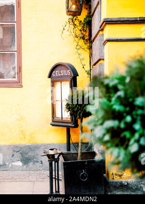 Cafe Celsius in Oslo, Norwegen. Menü des Tages. Stockfoto