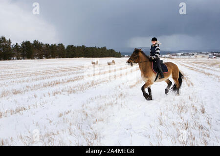 Mädchen reiten in Vigra Stockfoto
