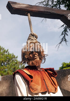 Eine Anzeige im Museum der Inquisition in Carcassonne Stockfoto