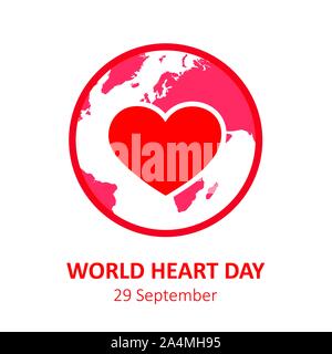 World Heart Day heartbeat Kardiographie Grafik mit Erde Vektor-illustration EPS 10. Stock Vektor