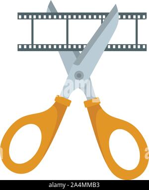 Schere schneiden film Symbol. Flache Darstellung der Schere schneiden film Vektor Symbol für Web Design Stock Vektor