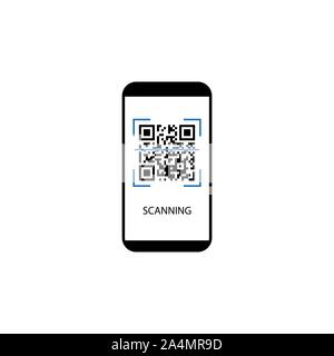 Smartphone, QR Code Symbol. Vector Illustration, flache Bauform. Stock Vektor