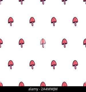 Schönen doodle Pilz amanita nahtlose Muster. Botanische Zeichnung. Herbst vector Hintergrund. Stock Vektor