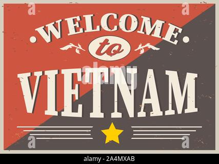 Nach VIETNAM Illustration design Grußkarte Willkommen auf weißem Hintergrund Stock Vektor