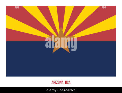 Arizona (USA) Flagge Vector Illustration auf weißem Hintergrund. Flagge der Vereinigten Staaten von Amerika. Stockfoto