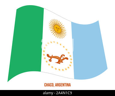 Chaco Flagge schwenkten Vector Illustration auf weißem Hintergrund. Flagge Argentinien Provinzen. Stockfoto