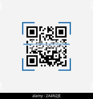 Scannen, QR-Code Symbol. Vector Illustration, flache Bauform. Stock Vektor
