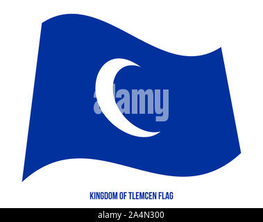 Königreich von Tlemcen (1235-1554) Flagge schwenkten Vector Illustration auf weißem Hintergrund. Das Königreich von tlemcen oder Zayyanid Königreich Tlemcen war ein Berber Stockfoto