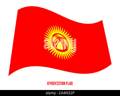 Kirgistan Fahne winken Vector Illustration auf weißem Hintergrund. Kirgistan Nationalflagge. Stockfoto