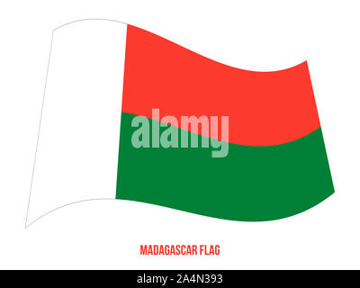 Madagaskar Fahne winken Vector Illustration auf weißem Hintergrund. Madagaskar National Flagge. Stockfoto