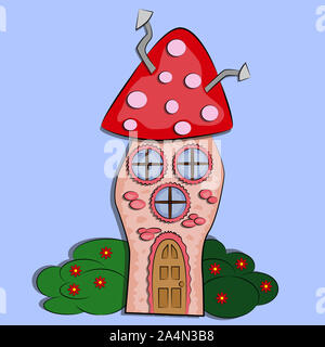 Märchen Haus in der Form eines Fly agaric auf einem Hintergrund isoliert Stockfoto