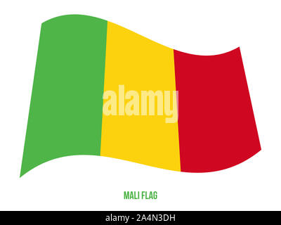 Mali Fahne winken Vector Illustration auf weißem Hintergrund. Mali Nationalflagge. Stockfoto