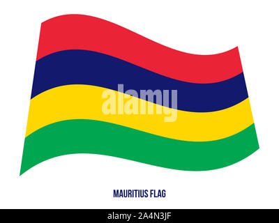 Mauritius Fahne winken Vector Illustration auf weißem Hintergrund. Mauritius Flagge. Stockfoto