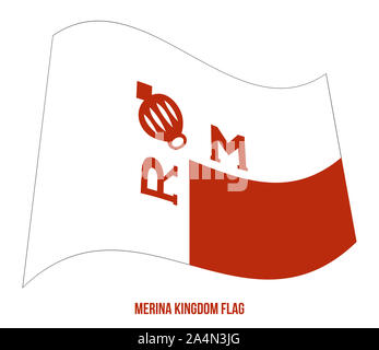 Merina Reiches (1540-1897) Flagge schwenkten Vector Illustration auf weißem Hintergrund. Königreich Imerina oder Königreich Madagaskar. Stockfoto