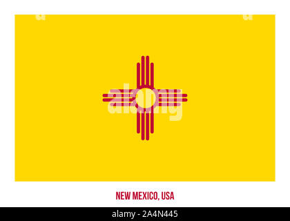 New Mexico (USA) Flagge Vector Illustration auf weißem Hintergrund. Flagge der Vereinigten Staaten von Amerika. Stockfoto