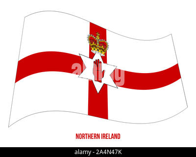 Nordirland Flagge schwenkten Vector Illustration auf weißem Hintergrund. Länder des Vereinigten Königreichs. Stockfoto