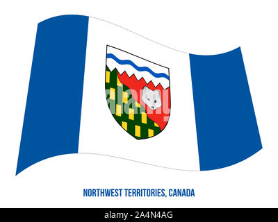 Northwest Territories Flagge schwenkten Vector Illustration auf weißem Hintergrund. Territorium Flagge von Kanada. Die richtige Größe, Proportion und Farben. Stockfoto