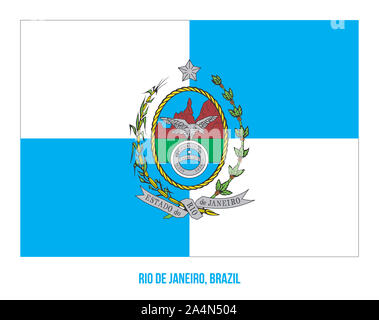 Rio de Janeiro Flagge Vector Illustration auf weißem Hintergrund. Staaten Flagge von Brasilien. Stockfoto