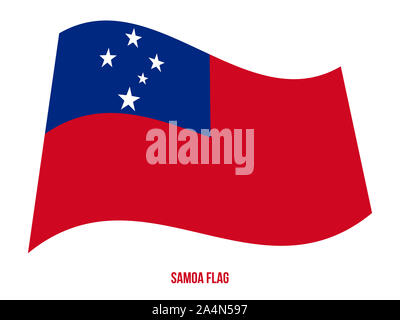 Samoa Flagge schwenkten Vector Illustration auf weißem Hintergrund. Samoa Nationalflagge. Stockfoto