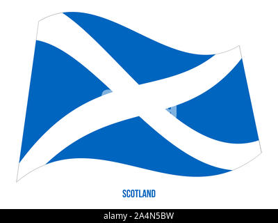 Schottland Flagge schwenkten Vector Illustration auf weißem Hintergrund. Länder des Vereinigten Königreichs. Stockfoto