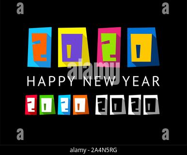 Frohes Neues Jahr Grußkarten-Design 2020 Stock Vektor
