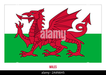 Wales Flagge Vector Illustration auf weißem Hintergrund. Länder des Vereinigten Königreichs. Stockfoto