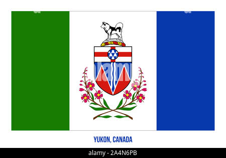 Yukon Flagge Vector Illustration auf weißem Hintergrund. Territorium Flagge von Kanada. Die richtige Größe, Proportion und Farben. Stockfoto