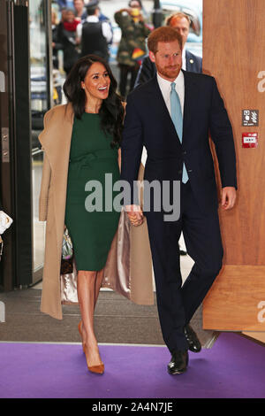 Der Herzog und die Herzogin von Sussex kommen für die jährliche WellChild Auszeichnungen bei den Royal Lancaster Hotel, London. Stockfoto