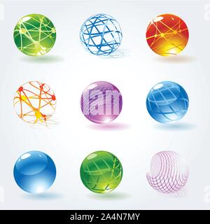 Abstrakte 3d-glänzende Kugeln. Stock Vektor