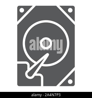 Hdd Glyphe Symbol, Technik und Gerät, die Festplatte auf Zeichen, Vektorgrafiken, einem festen Muster auf weißem Hintergrund. Stock Vektor