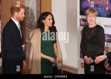 Der Herzog und die Herzogin von Sussex kommen für die jährliche WellChild Auszeichnungen bei den Royal Lancaster Hotel, London. Stockfoto