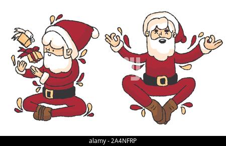 Weihnachten unbeschwert Santa mit Handgezeichnetem Designs Stock Vektor