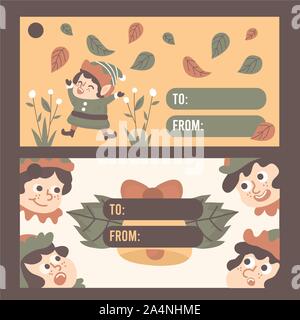 Weihnachten gnome cute Geschenkkarte Stock Vektor