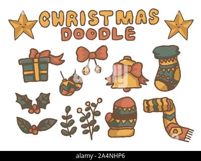 Weihnachten doodle Elemente premium Vektor Stock Vektor