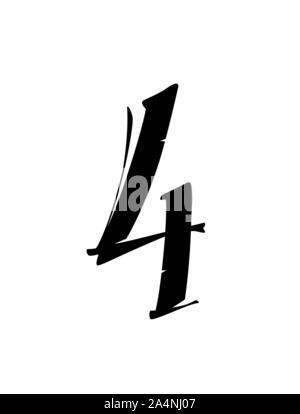 Die Zahlen sind im gotischen Stil. Vektor. Symbole auf weißem Hintergrund. Kalligraphie und Schrift. Mittelalterliche zahlen. Die einzelnen Symbole. El Stock Vektor