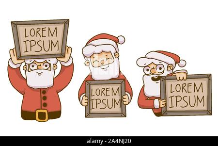 Weihnachten Santa Claus holding Holz- text Zeichen Stock Vektor