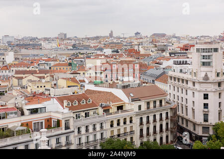 Anzeigen von Madrid aus dem Cibeles Palace Stockfoto