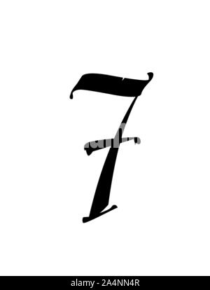 Die Zahlen sind im gotischen Stil. Vektor. Symbole auf weißem Hintergrund. Kalligraphie und Schrift. Mittelalterliche zahlen. Die einzelnen Symbole. El Stock Vektor