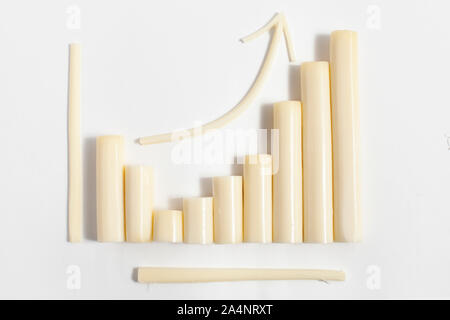 Ein Diagramm aus abziehbarem Käsestange isoliert Stockfoto