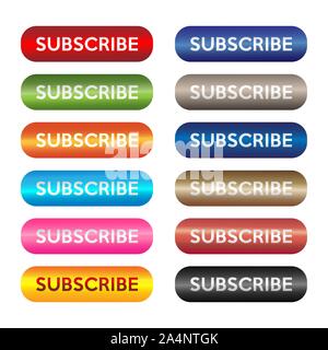 Mettalic Abonnieren" für TV-Kanal oder Social Media Stock Vektor