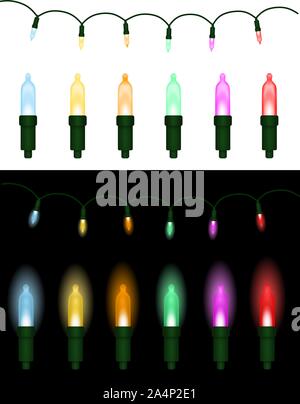 Isolierte Weihnachten bunte Lichter Stock Vektor