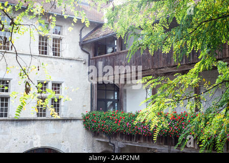Schloss Greyerz, Gruyères, Freiburg, Schweiz Stockfoto