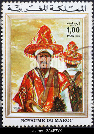 Marokkanische Wasser Träger auf Briefmarke Stockfoto
