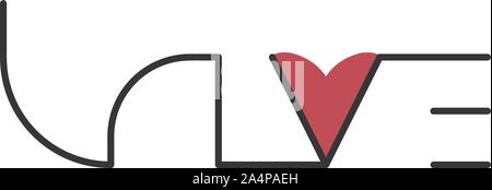 Liebe Wort Schrift auf weißem Hintergrund. Schriftart, Vector Logo. Stock Vektor