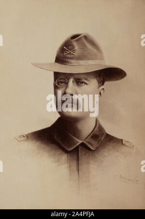 Oberst Theodore Roosevelt, Kopf und Schultern Portrait in Uniform, George Gardner Rockwood, 1898 Stockfoto