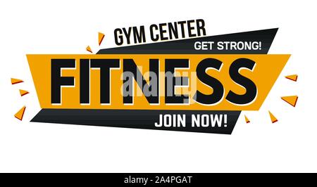 Fitness Banner Design auf weißem Hintergrund, Vector Illustration Stock Vektor