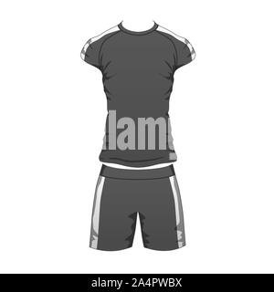 Herren Sport Outfit Anzug Vorlage, Laufen Gym Sportbekleidung, Trainingsanzug Fitness T-Shirt und Shorts. Kurze Männliche sport Bekleidung für Ausbildung, ausführen. Vektor isoliert Design auf weißem Hintergrund. Stock Vektor