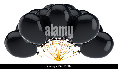 Schwarze ballon Bündel party Geburtstag Dekoration. Feiern Veranstaltung Grußkarte design Element. 3D-Darstellung Stockfoto